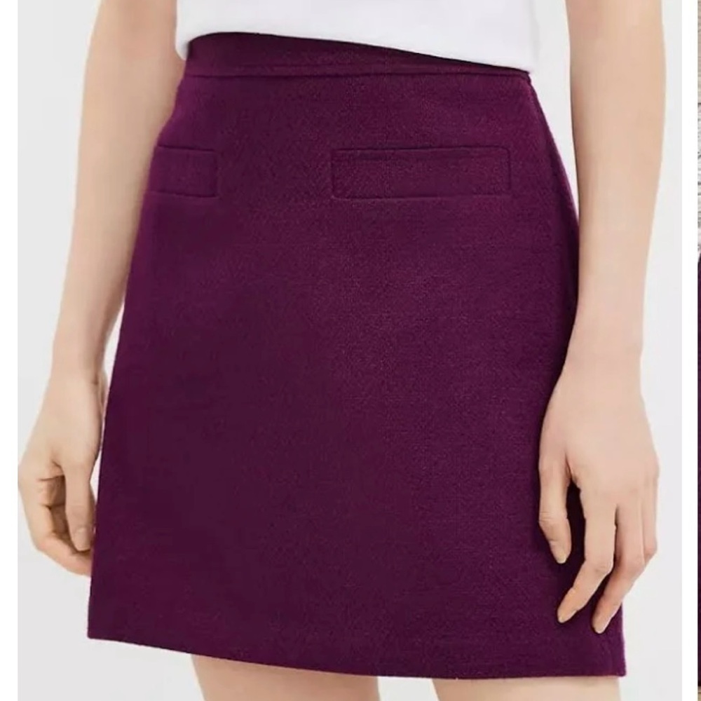 NWT LOFT, Herringbone Shift Skirt, Burgundy, Size:6